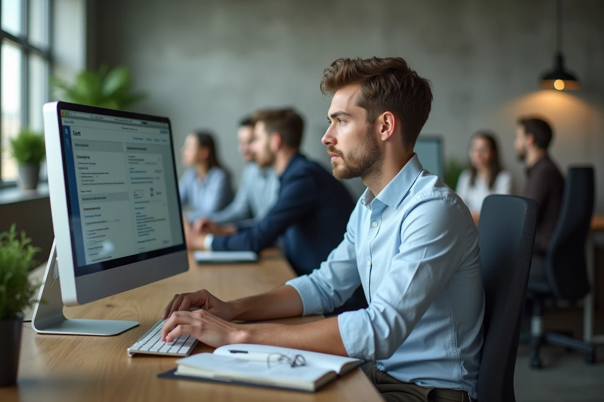 Alternant consultant le portail intranet LEO de l'UGA depuis son poste de travail en entreprise