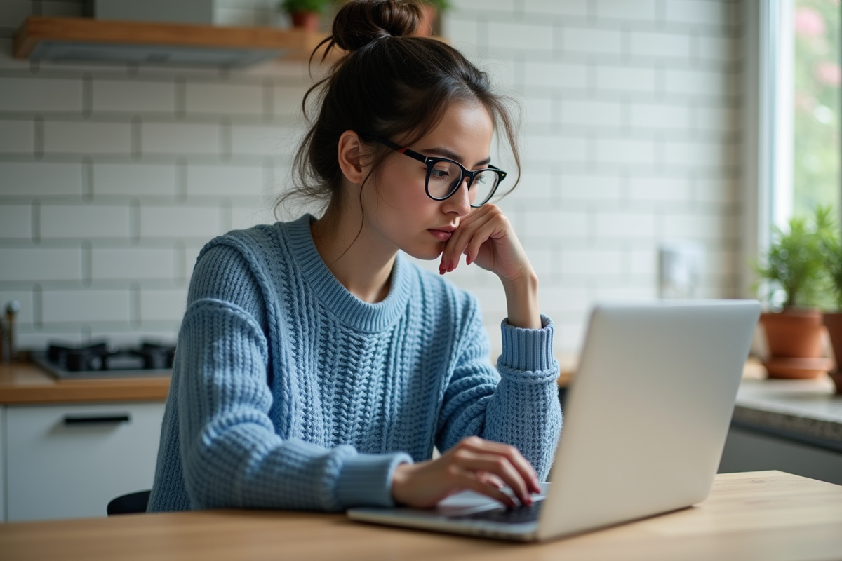 Jeune femme utilisant un ordinateur pour ajouter une image à Framapad