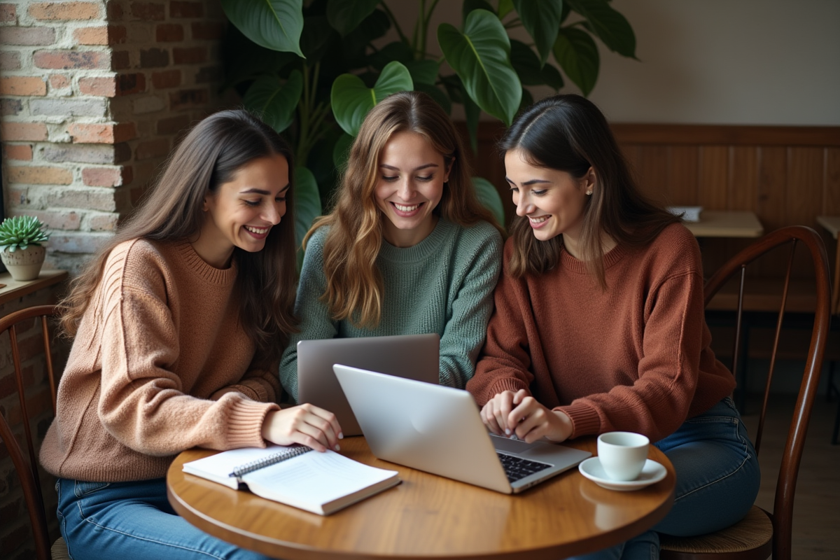 Groupe de jeunes femmes discutant autour d