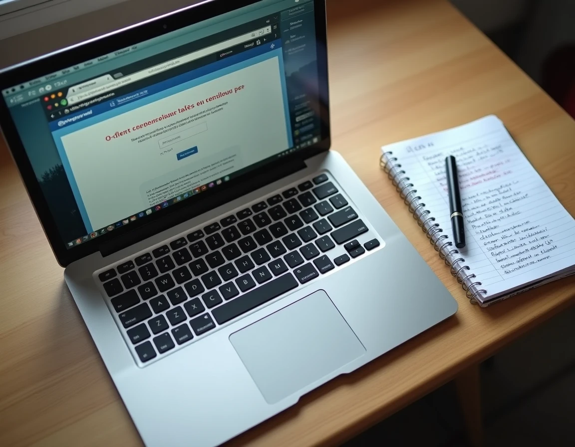 Écran d'ordinateur portable affichant une erreur de connexion au webmail de l'académie de Grenoble sur un bureau étudiant
