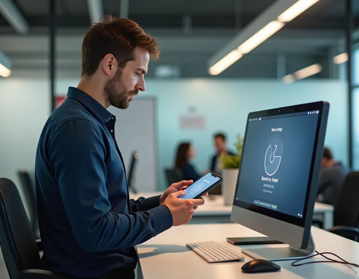 Administrateur universitaire consultant le statut du service webmail Convergence sur smartphone et ordinateur de bureau
